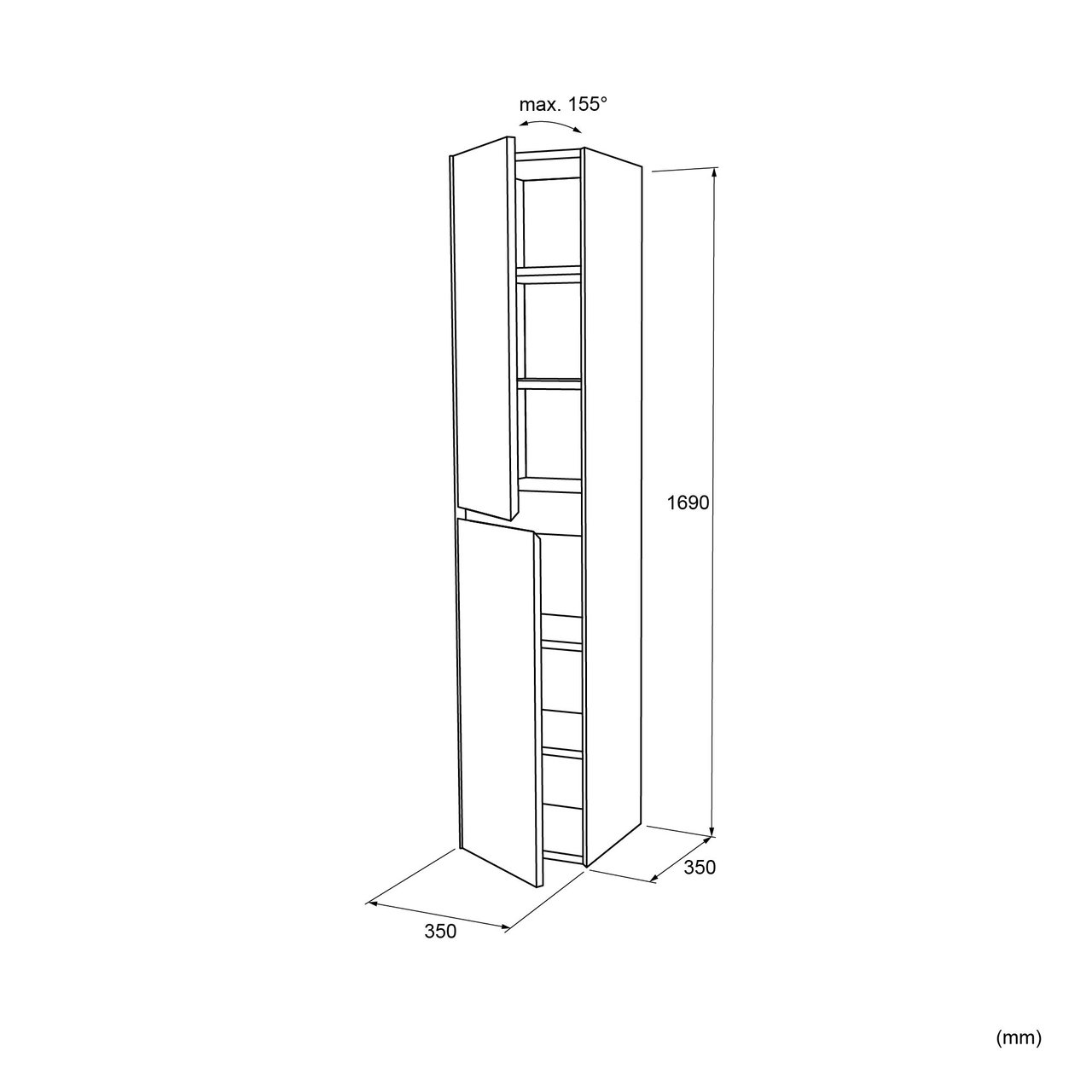 Balmani Mitra/Idra Badhochschrank: Hängend, Weiß matt, 35 x 35 x 169 cm
