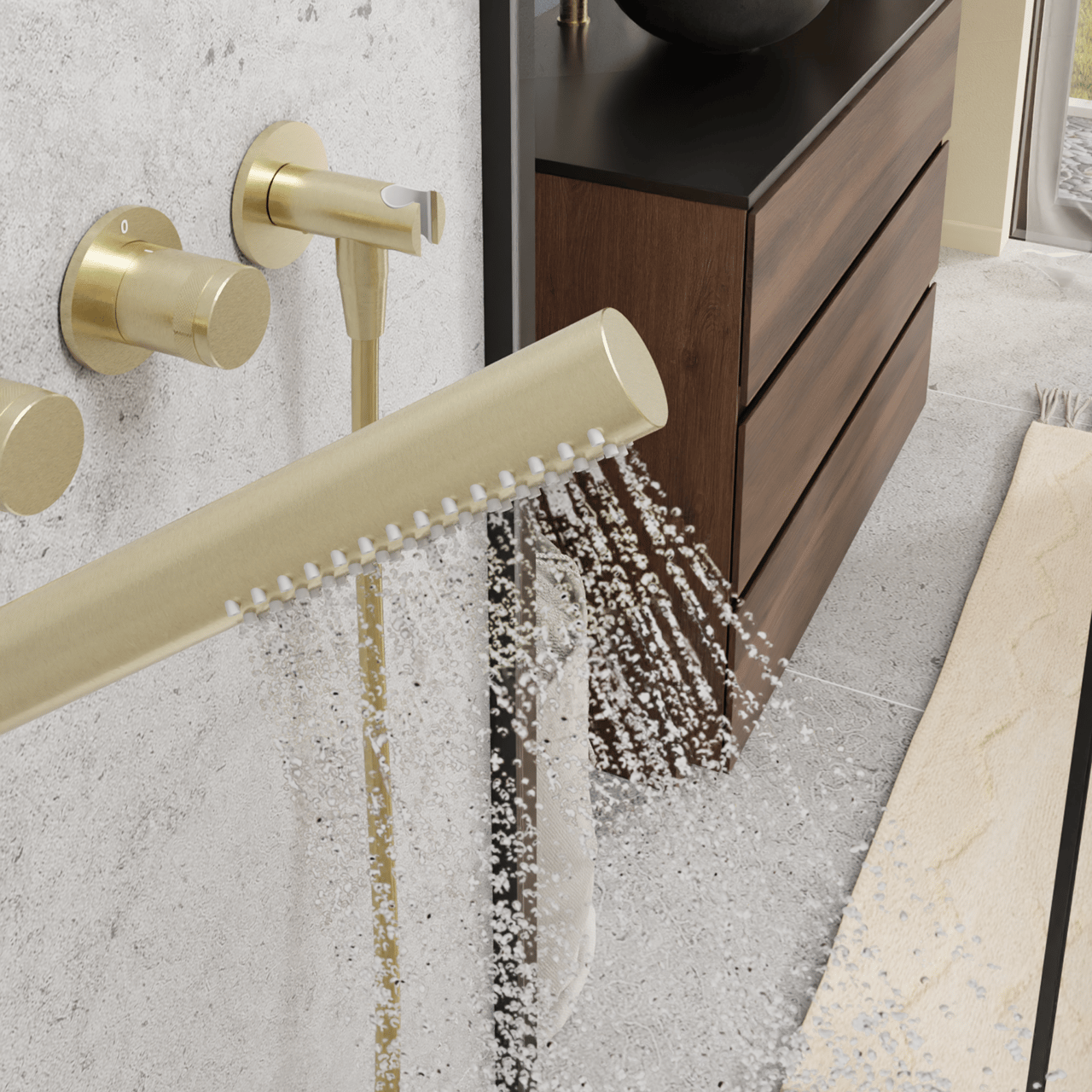 Blaufoss Pavilion thermostat de douche encastré brushed champagne gold incl élément intégré