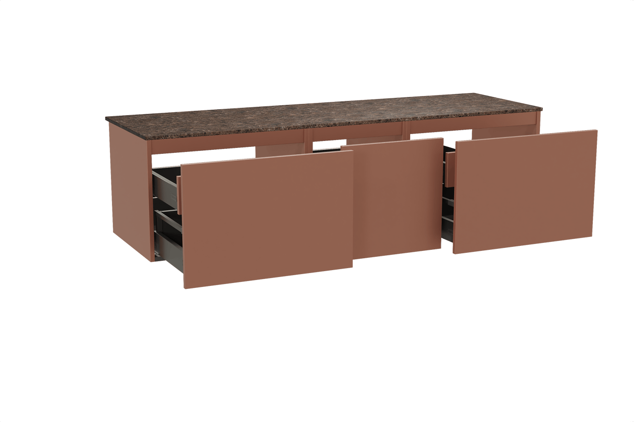 Balmani Sfera hängendes Möbelstück Set: 180 x 55 cm, Cotto, mit Stretto Einzel- oder Doppel Waschtischplatte, Marmor Dark Emperador