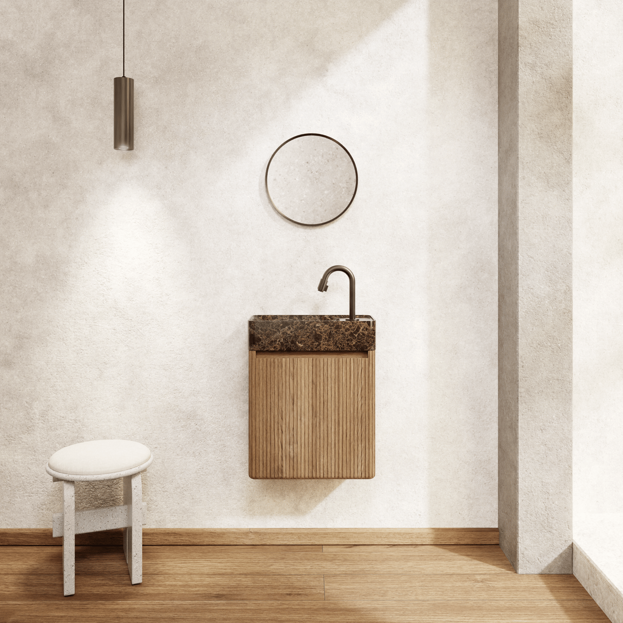 Balmani Auro ronde toiletspiegel Brushed GunMetal Ø 35 cm