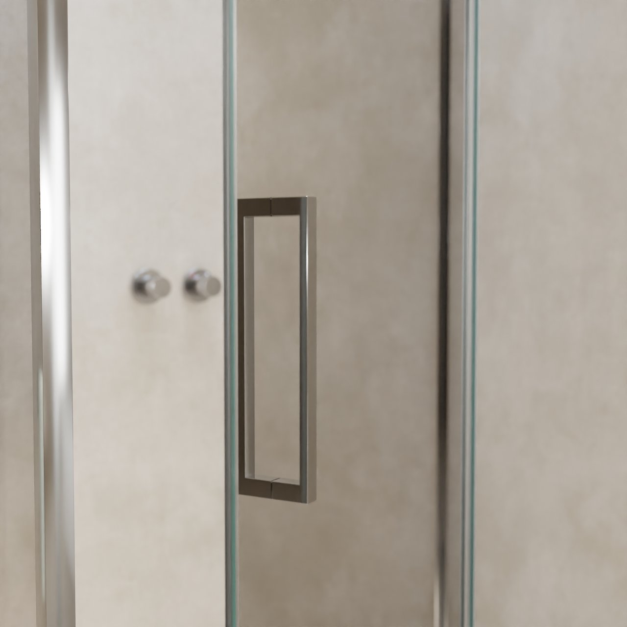 Balmani Senses Design douche en coin avec porte pivotante à droite et paroi latérale fixe, 120 x 100 cm, Verre transparent, Profil chrome, coating inclus, coating inclus