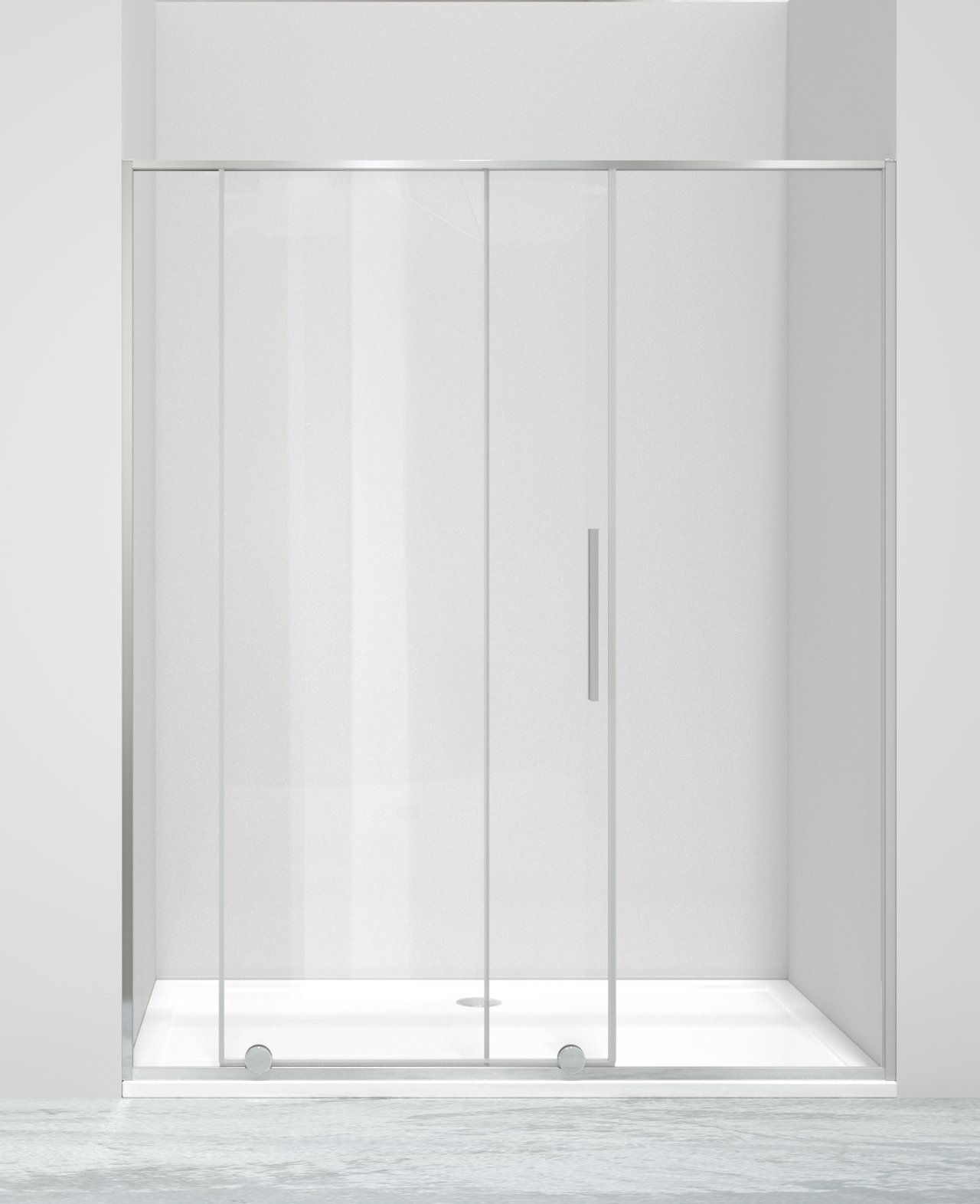 Luca Varess Morano porte coulissante 160 x 190 cm verre transparent profil chrome brillant