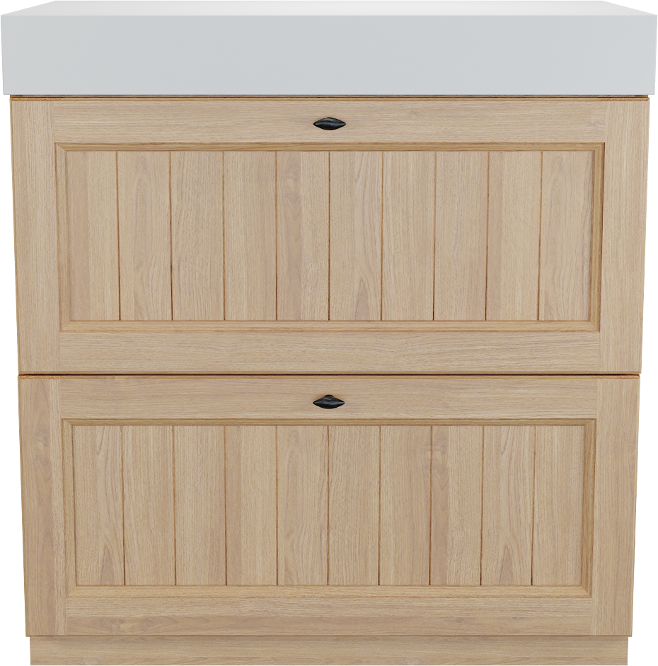 Balmani Lemon staand badkamermeubel 90 x 55 cm, fineer natuur eik met Dominus enkel tablet in mat wit