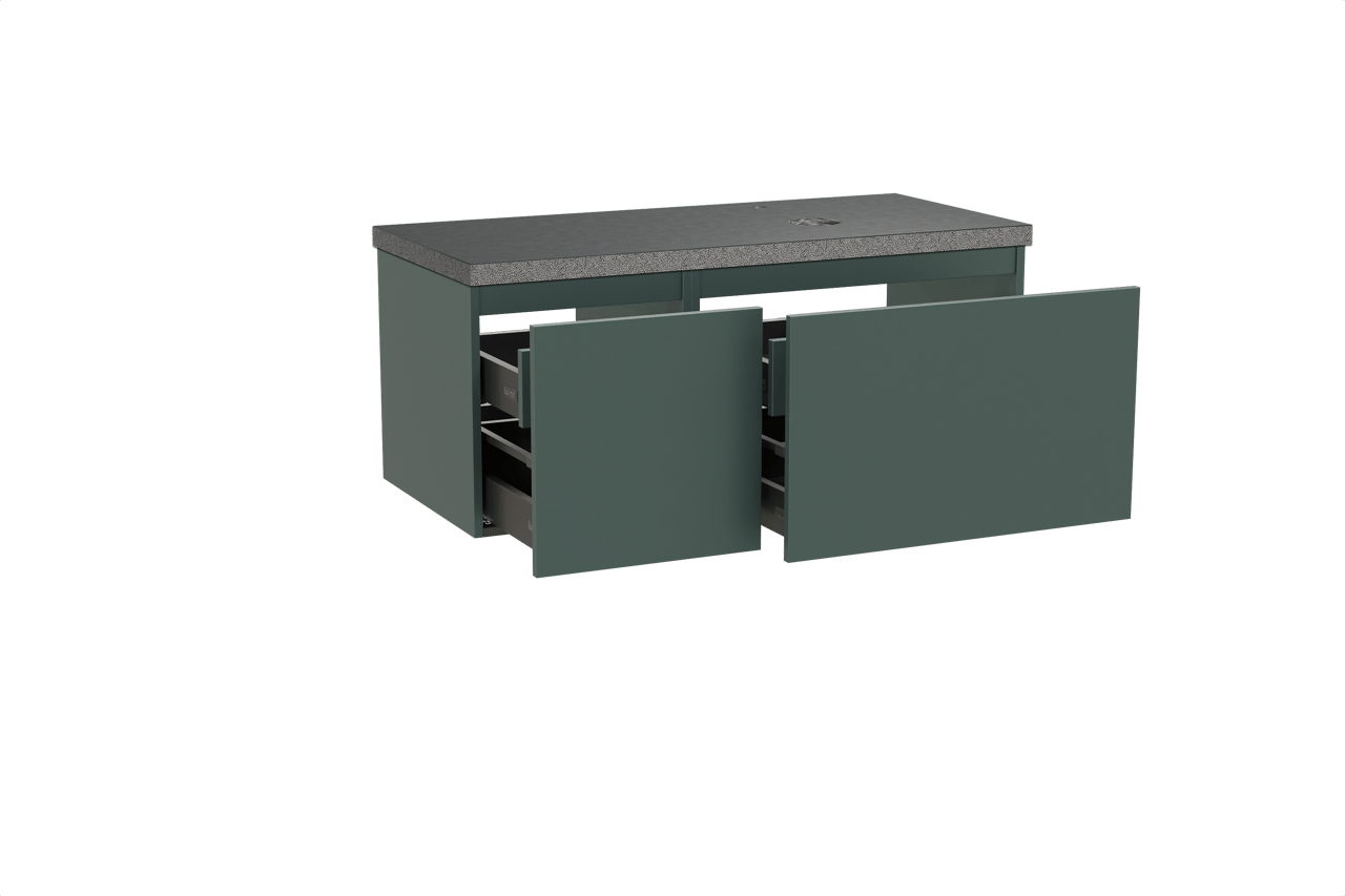 Balmani Sfera zwevend badkamermeubel 120 x 55 cm forest met Rock asymmetrisch rechtse wastafel in graniet zwart