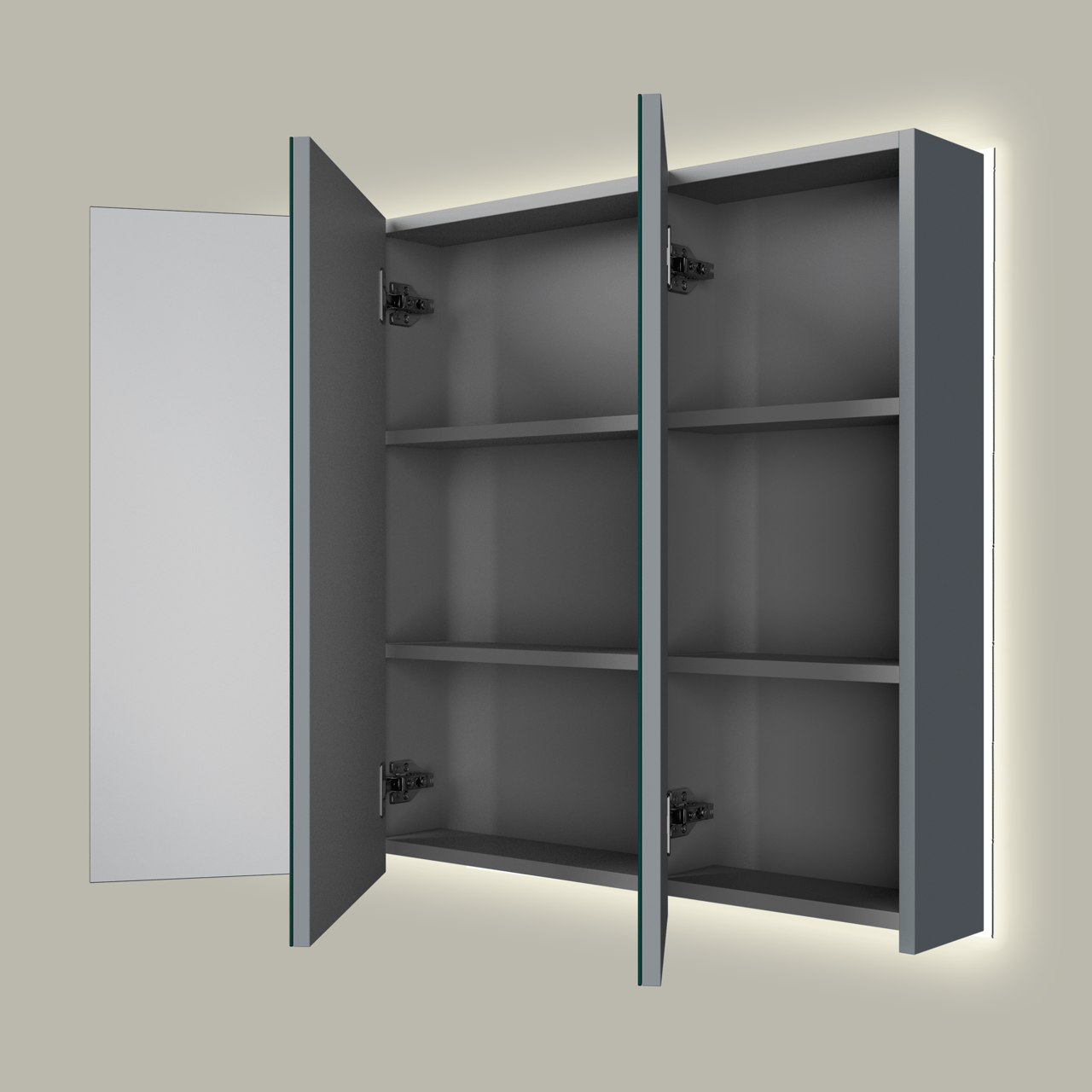 Linie Montro spiegelschrank 100 x 75 cm Blau Anthrazit, mit Spiegelbeleuchtung