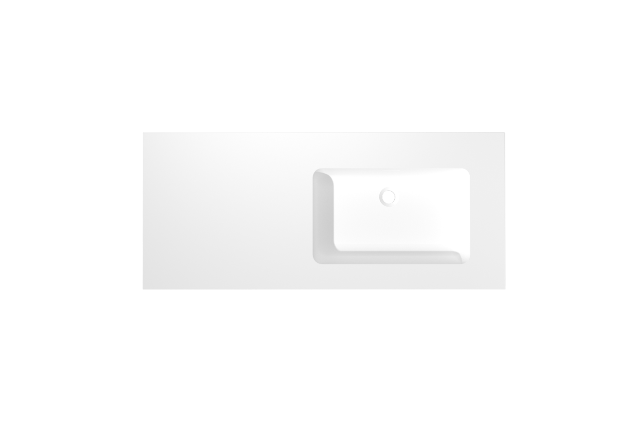 Storke Mata asymmetrisch rechtse wastafel matte solid surface 120 x 52 cm combinatie kast 45 cm