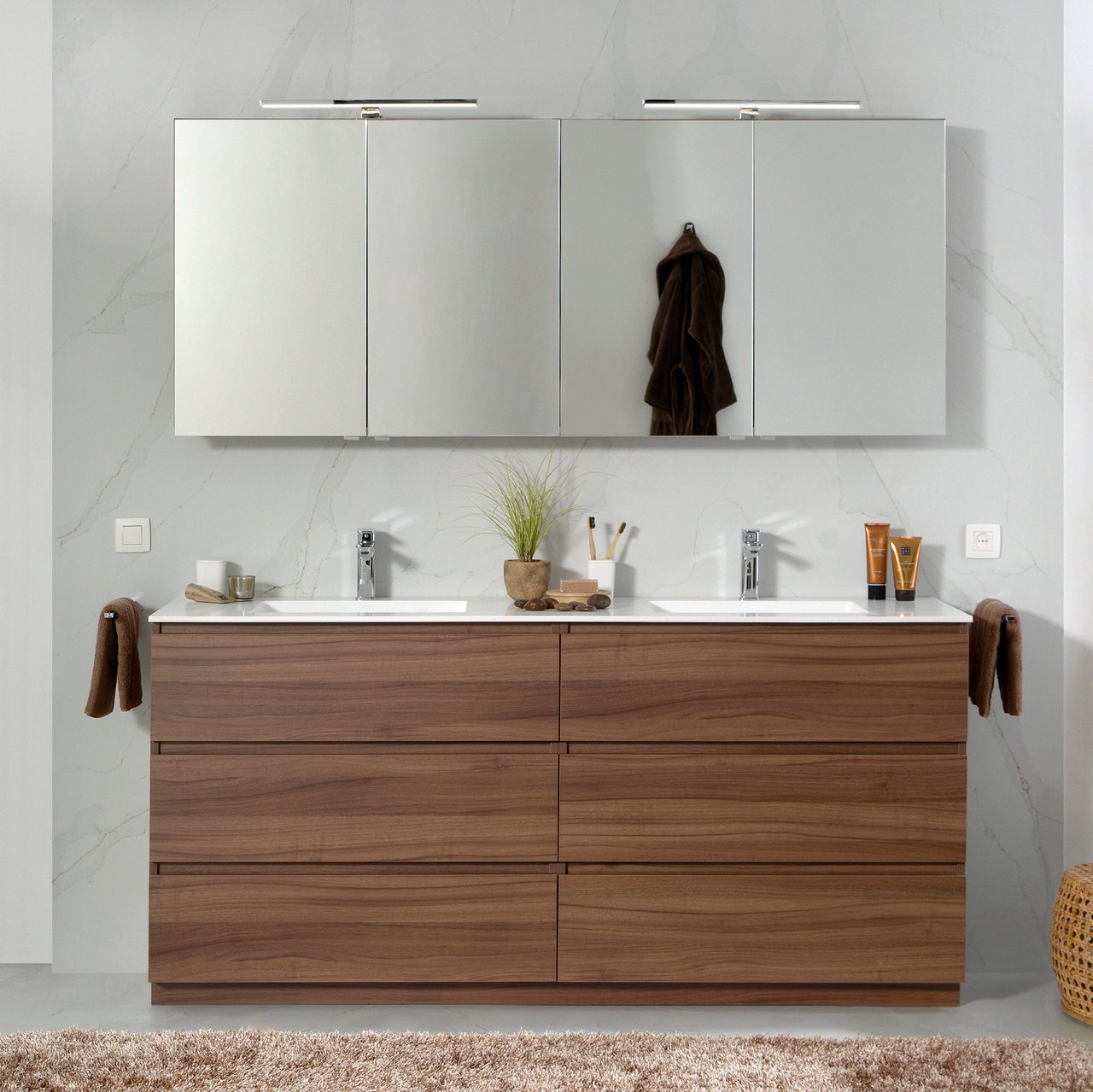 Balmani Lucida armoire de toilette 90 x 72 cm noyer