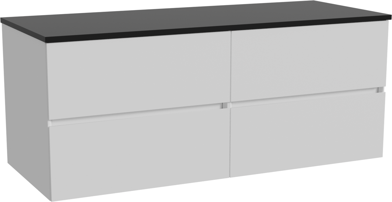 Storke Edge zwevend badkamermeubel 130 x 52 cm mat wit met Panton enkel of dubbel tablet in gepoedercoate mdf mat zwart