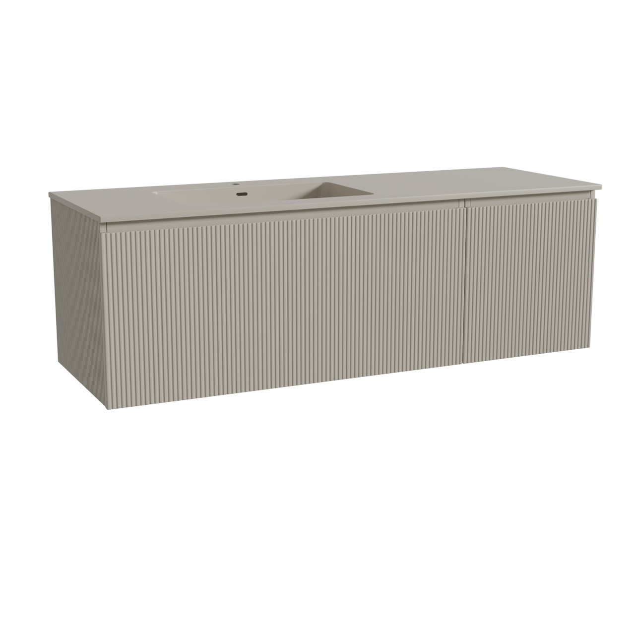 Storke Ribs hängendes Möbelstück Set: 150 x 52 cm, Seidengrau, mit Diva Waschtisch links, Top Solid, Seidengrau, Vertikale symmetrische gerade Rippe