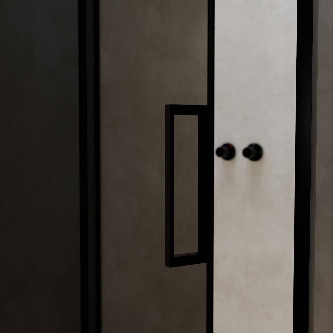 Balmani Senses Design douchehoek met linkse draaideur en vaste zijwand, 120 x 80 cm, Rookglas, Zwarte profielen, met coating