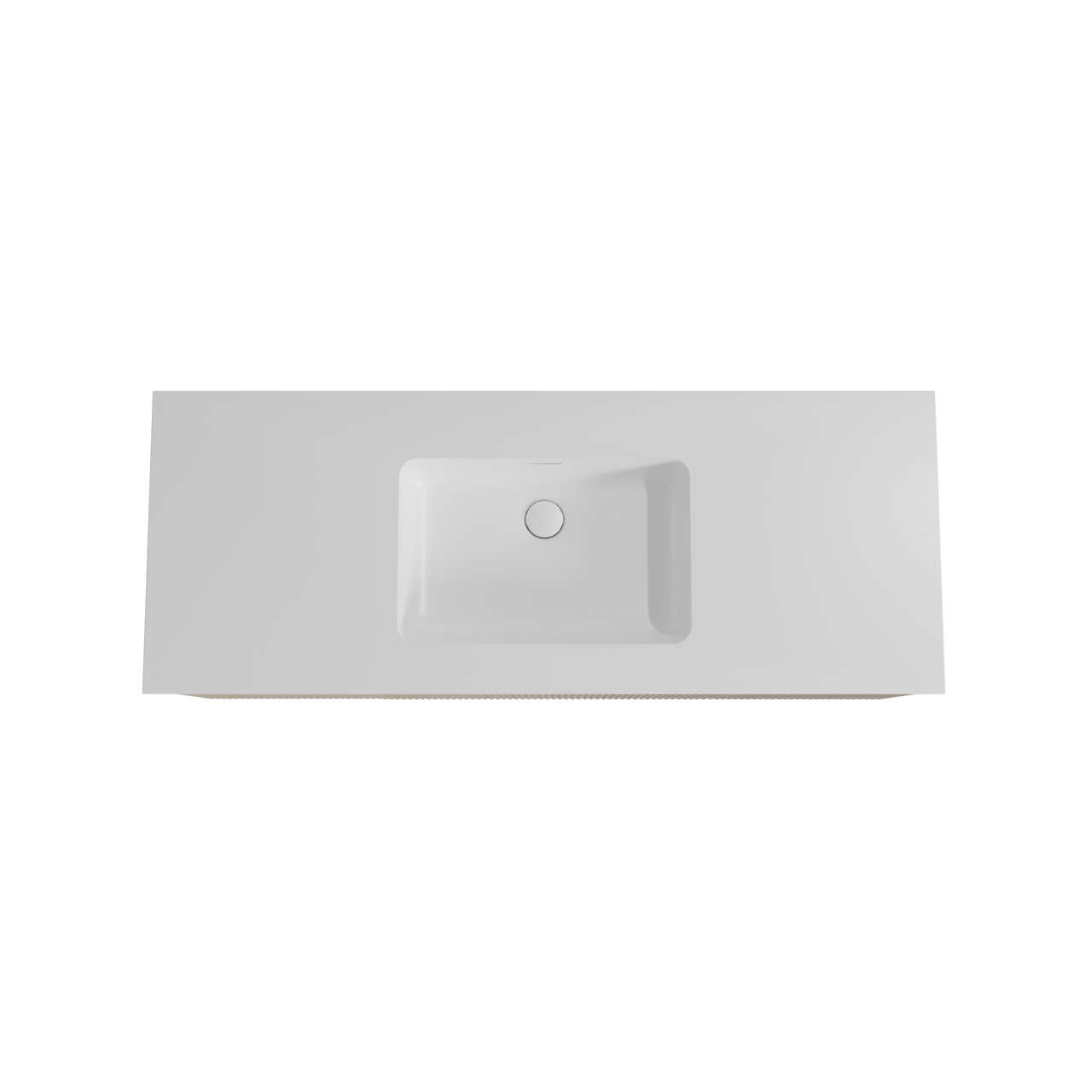 Storke Ribs zwevend badmeubel 135 x 52 cm ruw eiken met Mata enkele wastafel in solid surface mat wit, Verticale symmetrische rechte ribbel