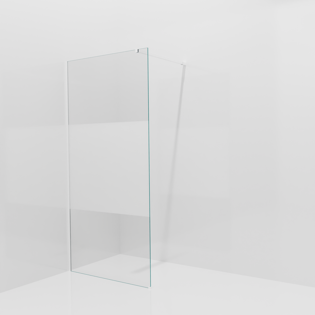 Balmani Modular inloopdouche: 100 x 200 cm, Helder glas met matte strook met coating, Mat witte profielen