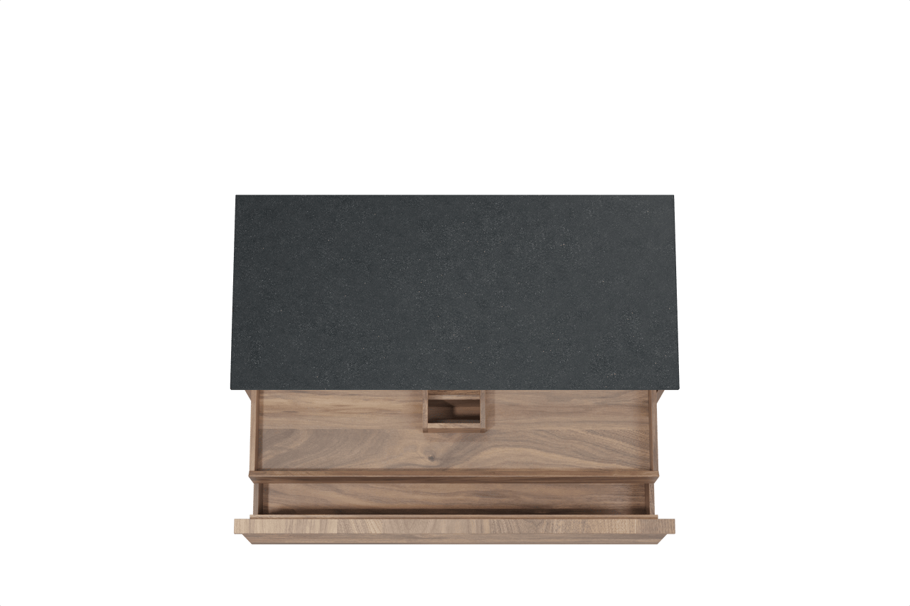 Balmani Forma meuble salle de bains suspendu 120 x 55 cm noyer américain avec Stretto tablette simple en granit noir, Nervure droite symétrique horizontale