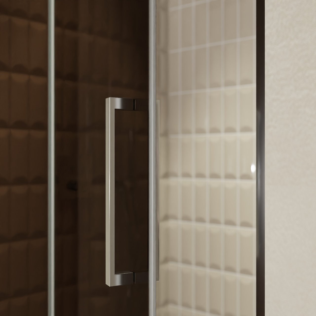 Balmani Senses Design Dusche Drehtür, Links, 120 cm x 210 cm, Bronze, Profil Chrom