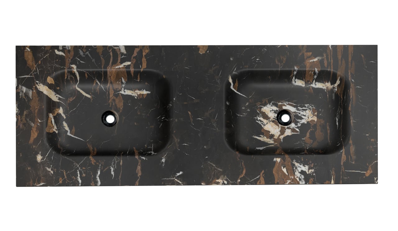 Balmani Tablo Arcato Doppelwaschtisch, Portoro Marmor gold, 135 x 55 cm