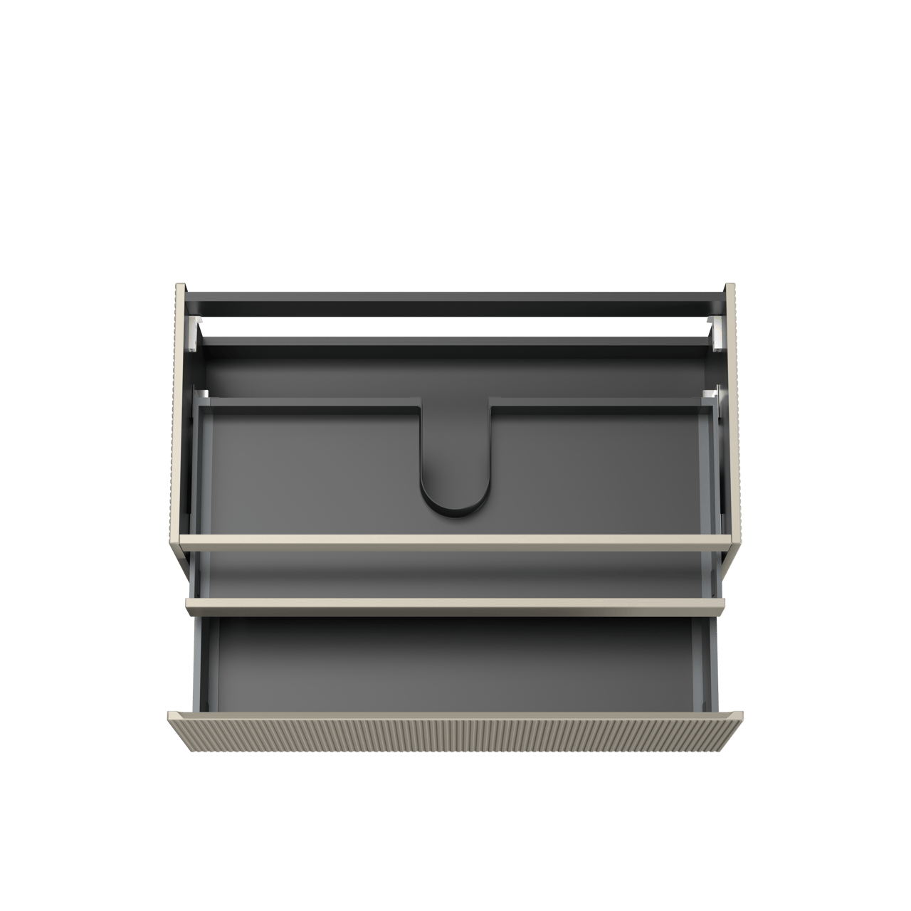 Storke Ribs meuble sous-lavabo suspendu 105 x 52 cm soie grise 2 tiroirs