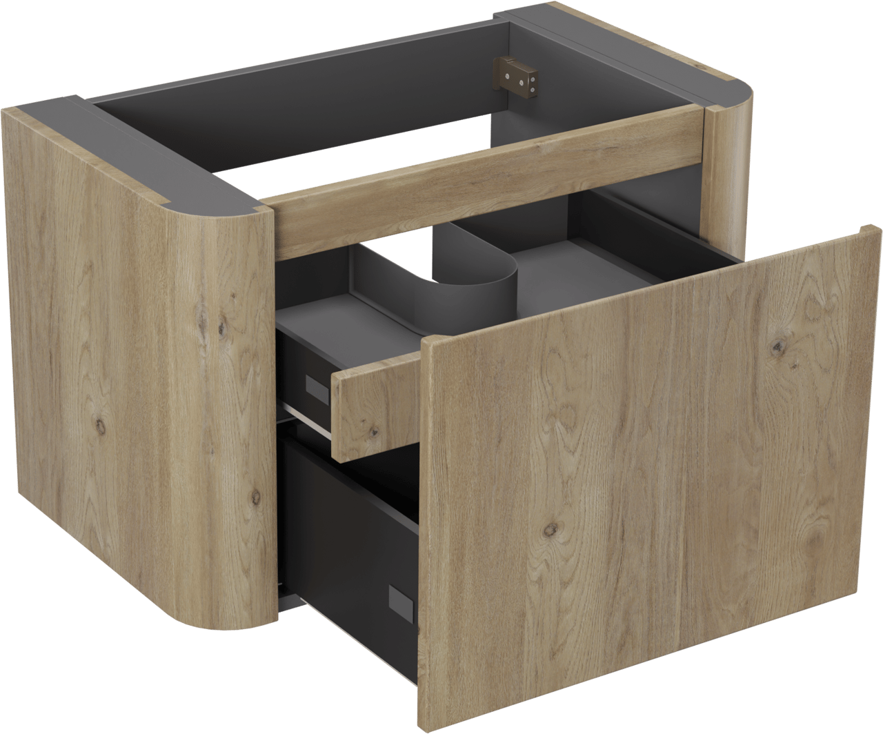 Storke Soft zwevende wastafelonderkast 80 x 46 cm Ruwe eik 2 lades