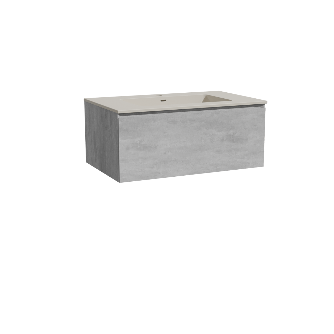 Storke Edge zwevend badkamermeubel 85 x 52 cm beton donkergrijs met Diva enkele wastafel in top solid zijdegrijs