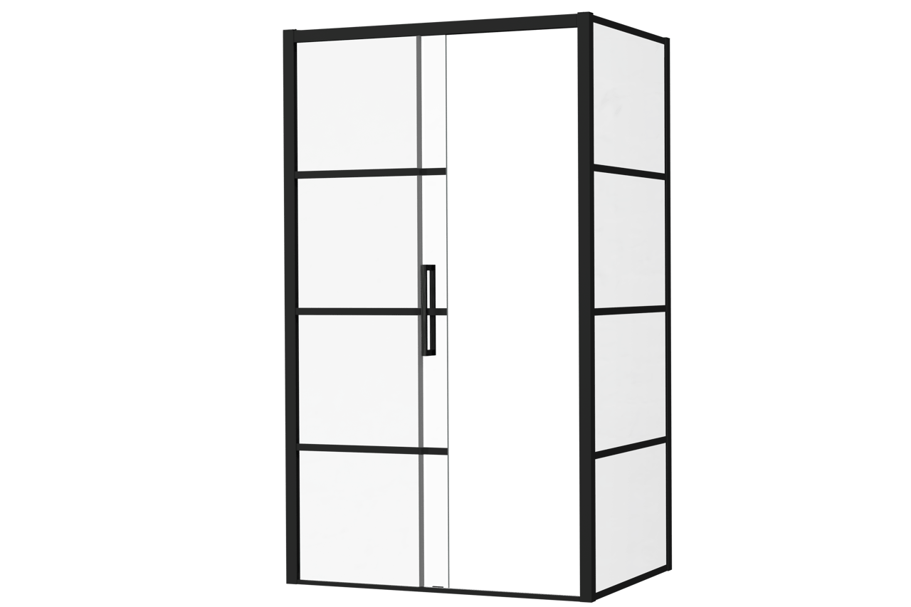 Luca Varess Senses paroi de douche avec porte coulissante gauche et paroi latérale fixe 120 x 90 cm verre Lined profil noir mat