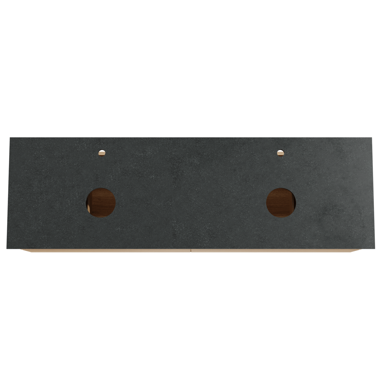 Balmani Mitra hängendes Möbelstück Set: 180 x 55 cm, Naturbelassene Eiche, mit Facetta Doppel Waschtischplatte, Schwarzes Granit