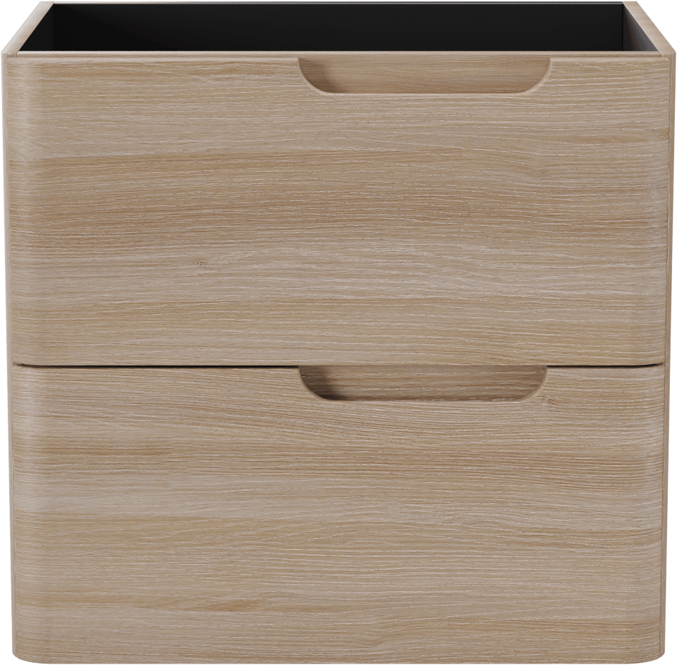 Linie Curvo hängender möbelstück Waschtischunterschränke 60 x 46 cm Eiche Hell 2 Schubladen