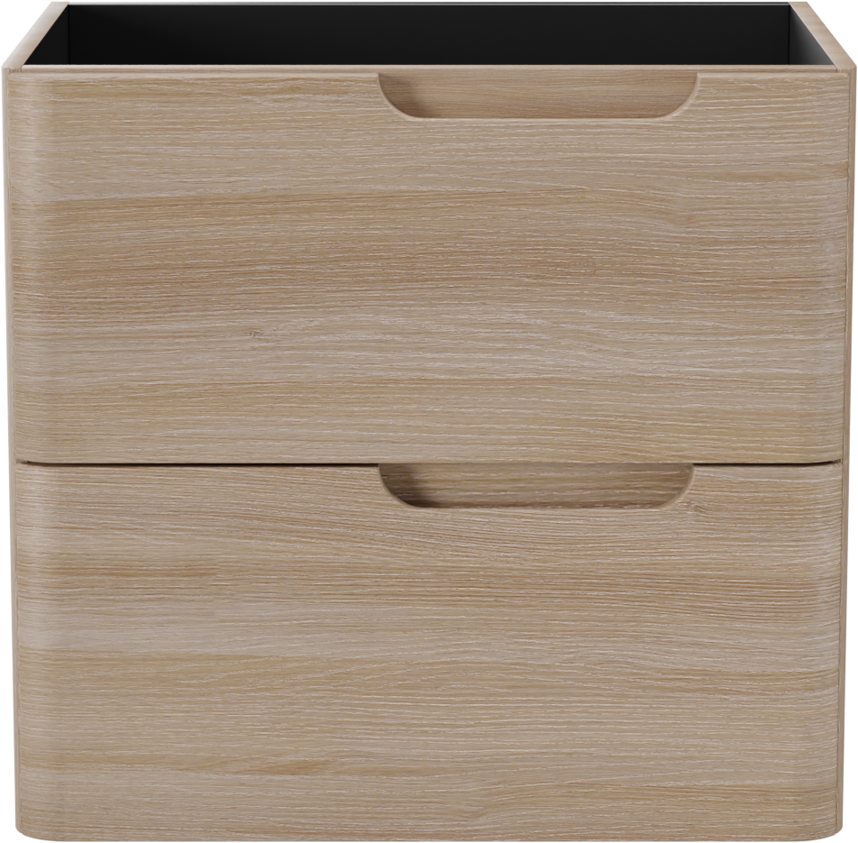 Linie Curvo hängender möbelstück Waschtischunterschränke 60 x 46 cm Eiche Hell 2 Schubladen