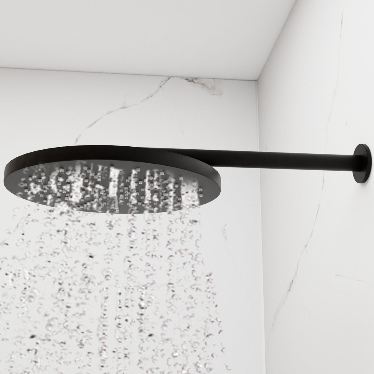 Blaufoss Nola 300 Tête de douche rond 30 cm avec support mural noir mat