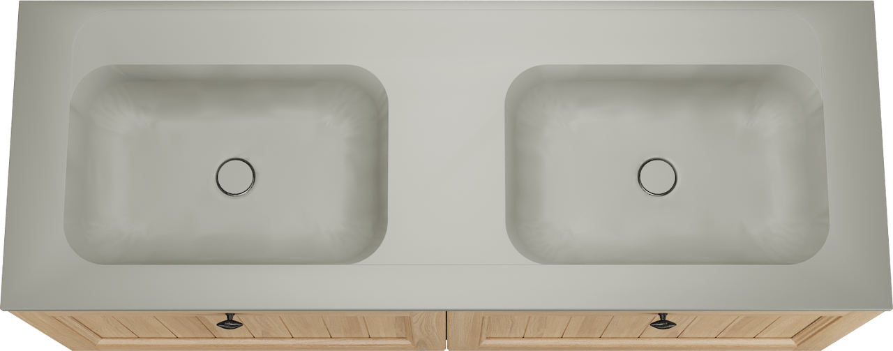 Balmani Lemon meuble salle de bains suspendu 150 x 55 cm, placage chêne naturel avec Tablo Strada double vasque en soie grise