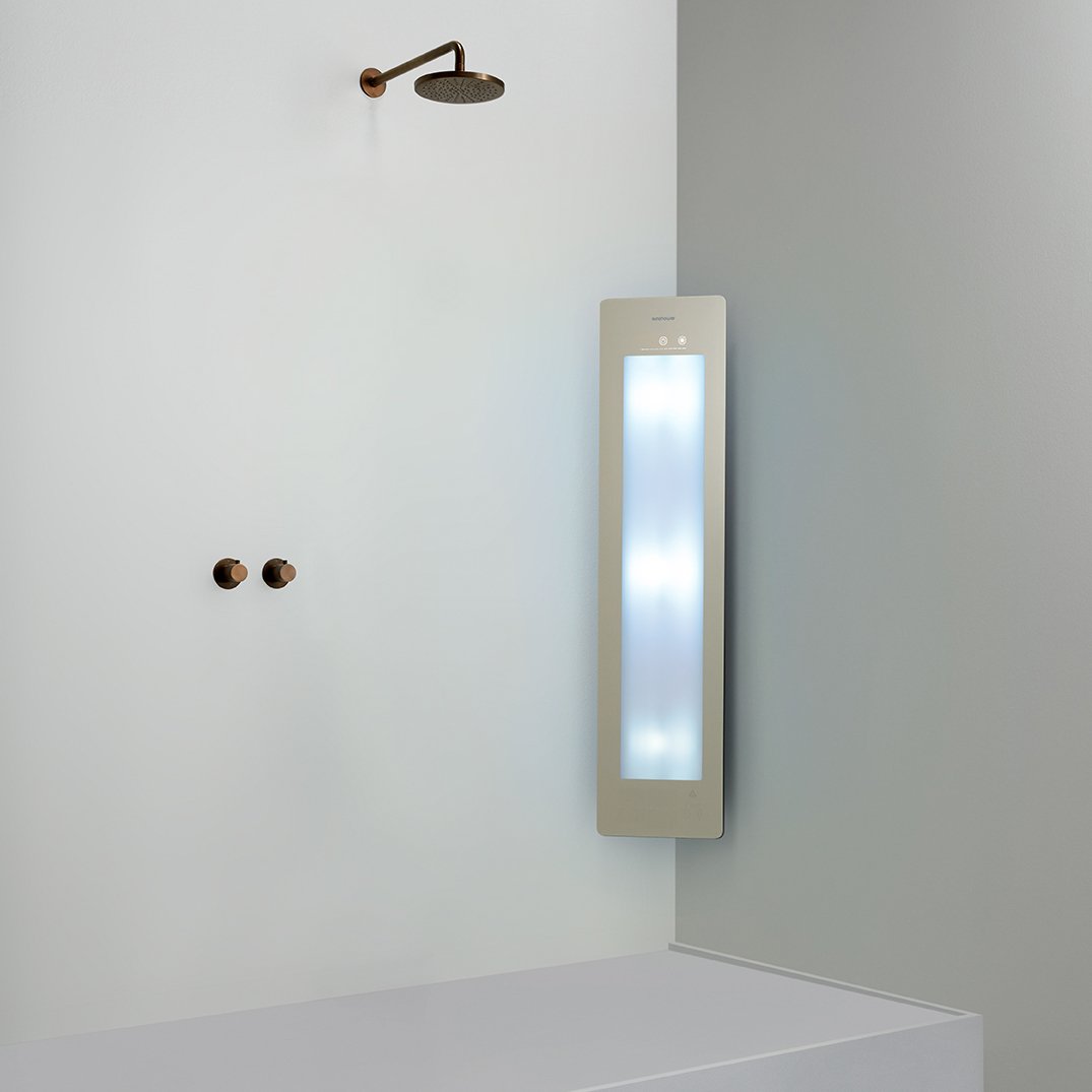 Sunshower Plus M d'angle en saillie en sand white avec lumière infrarouge et UV