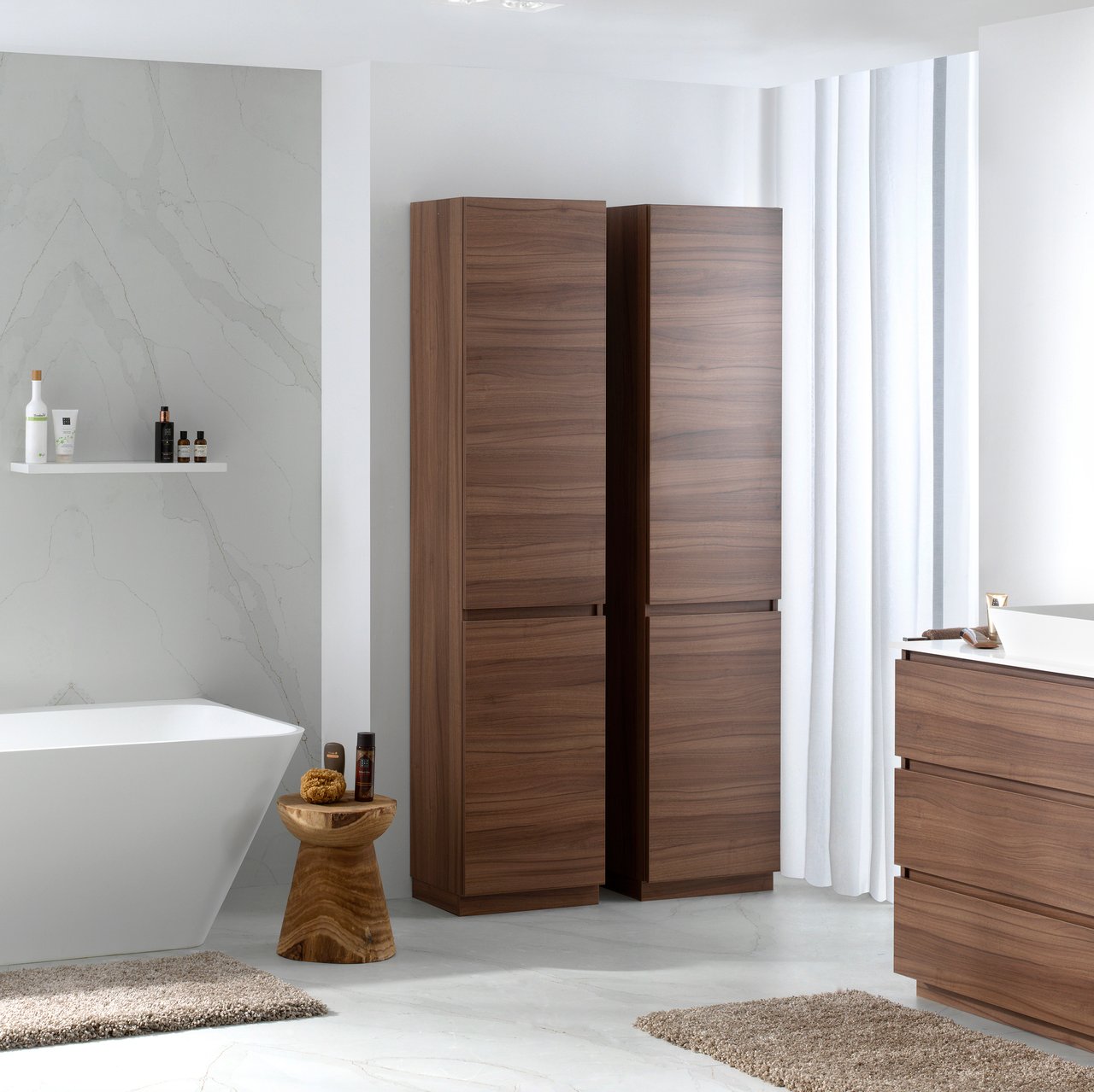 Balmani Lucida stehender Hochschrank links, Nussbaum, 45 x 35 x 195 cm