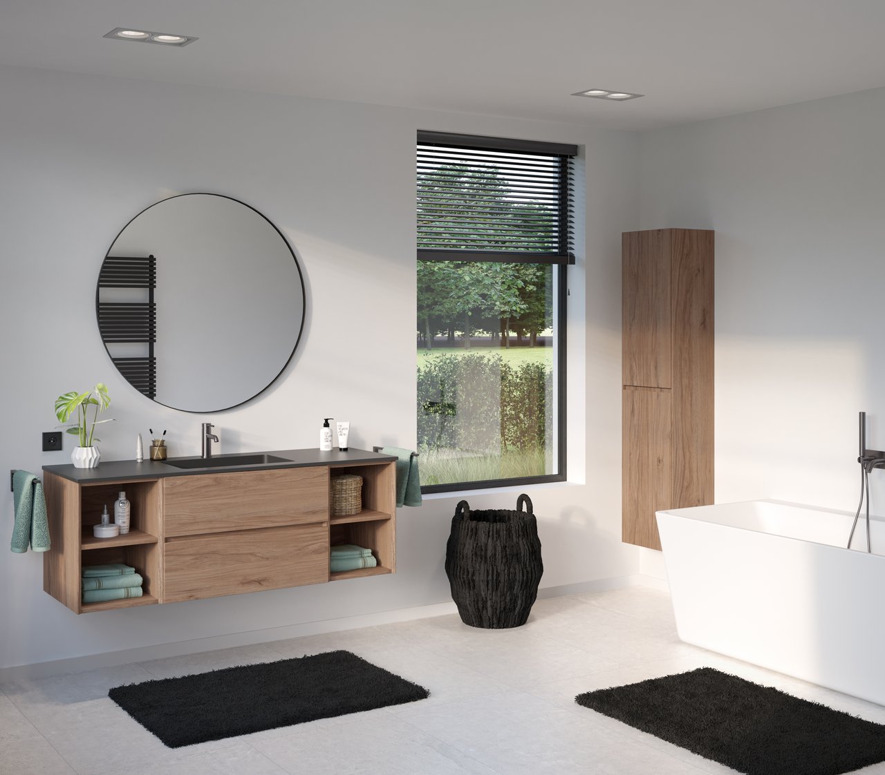 Storke Nero miroir rond noir Ø 100 cm