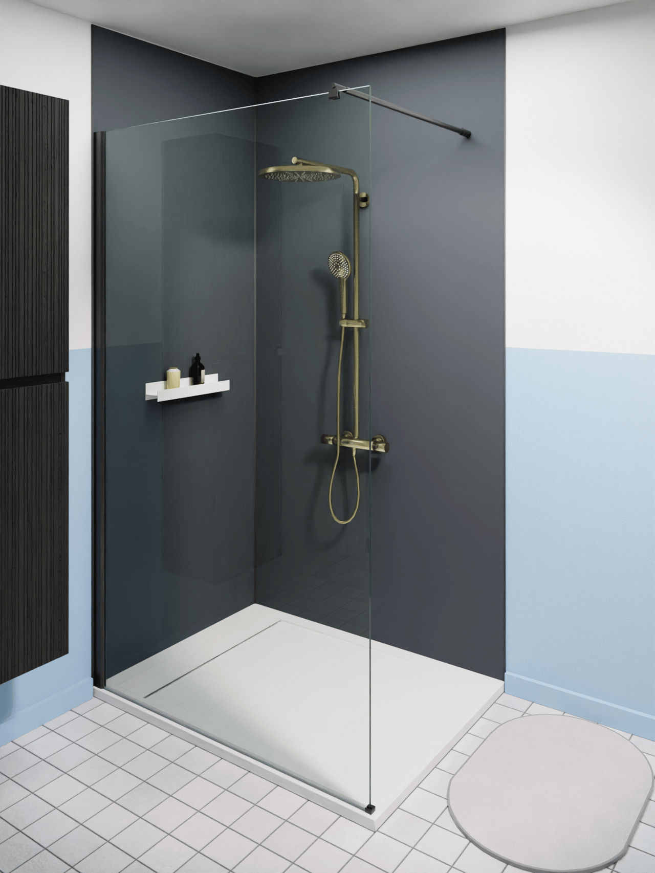 Luca Varess Artdeco Duschrückwand: 120 x 244 cm, Alu-Komposit, Grafitgrau matt