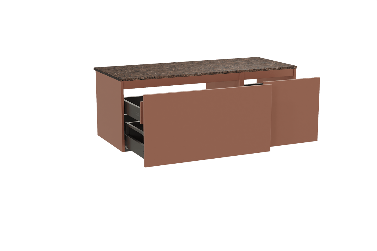 Balmani Sfera hängendes Möbelstück Set: 135 x 55 cm, Cotto, mit Stretto Einzel- oder Doppel Waschtischplatte, Marmor Dark Emperador