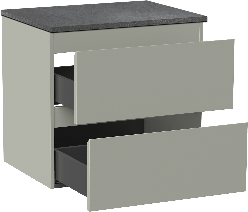 Linie Lado meuble salle de bains suspendu 60 x 46 cm greige avec Lado tablette simple en mélaminé ardoise gris