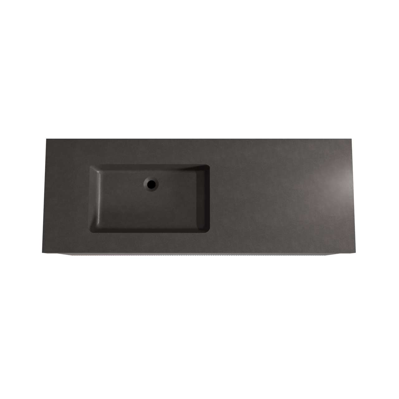 Storke Ribs zwevend badmeubel 140 x 52 cm notenhout met Scuro High asymmetrisch linkse wastafel in kwarts mat zwart, Verticale symmetrische rechte ribbel