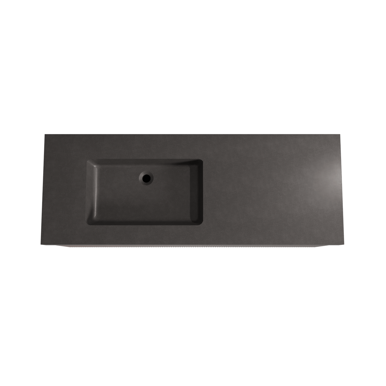 Storke Ribs meuble salle de bains suspendu 140 x 52 cm noyer avec Scuro High vasque asymétrique gauche en quartz noir mat, Nervure droite symétrique verticale