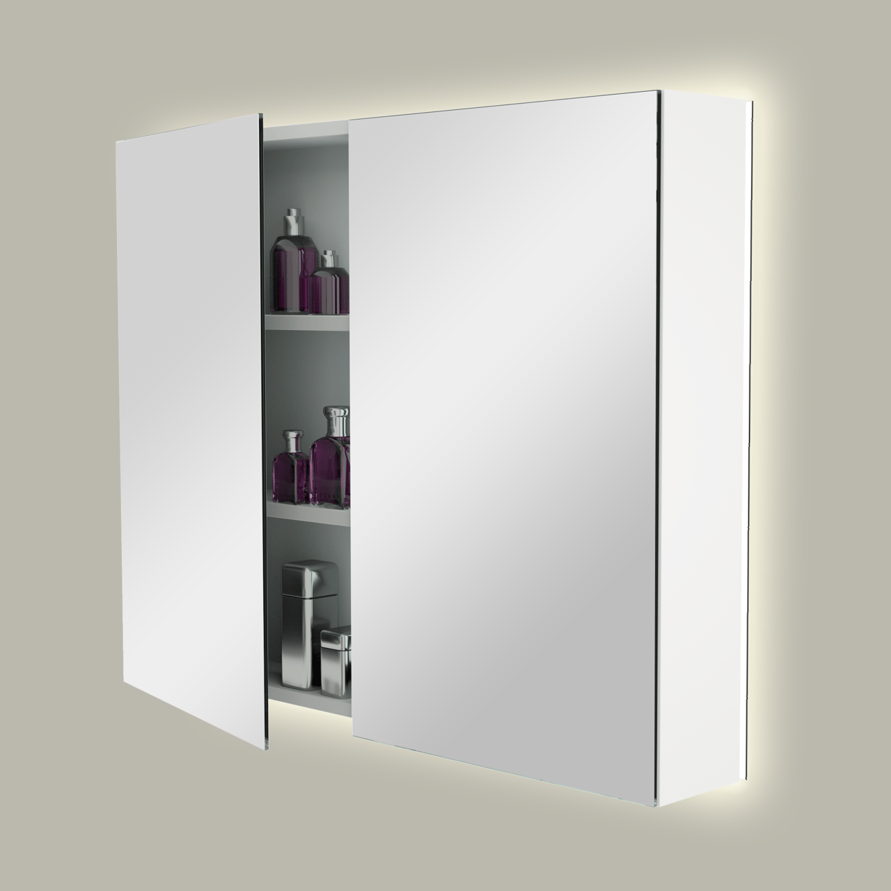 Storke Reflecta spiegelkast 95 x 75 cm mat wit met spiegelverlichting