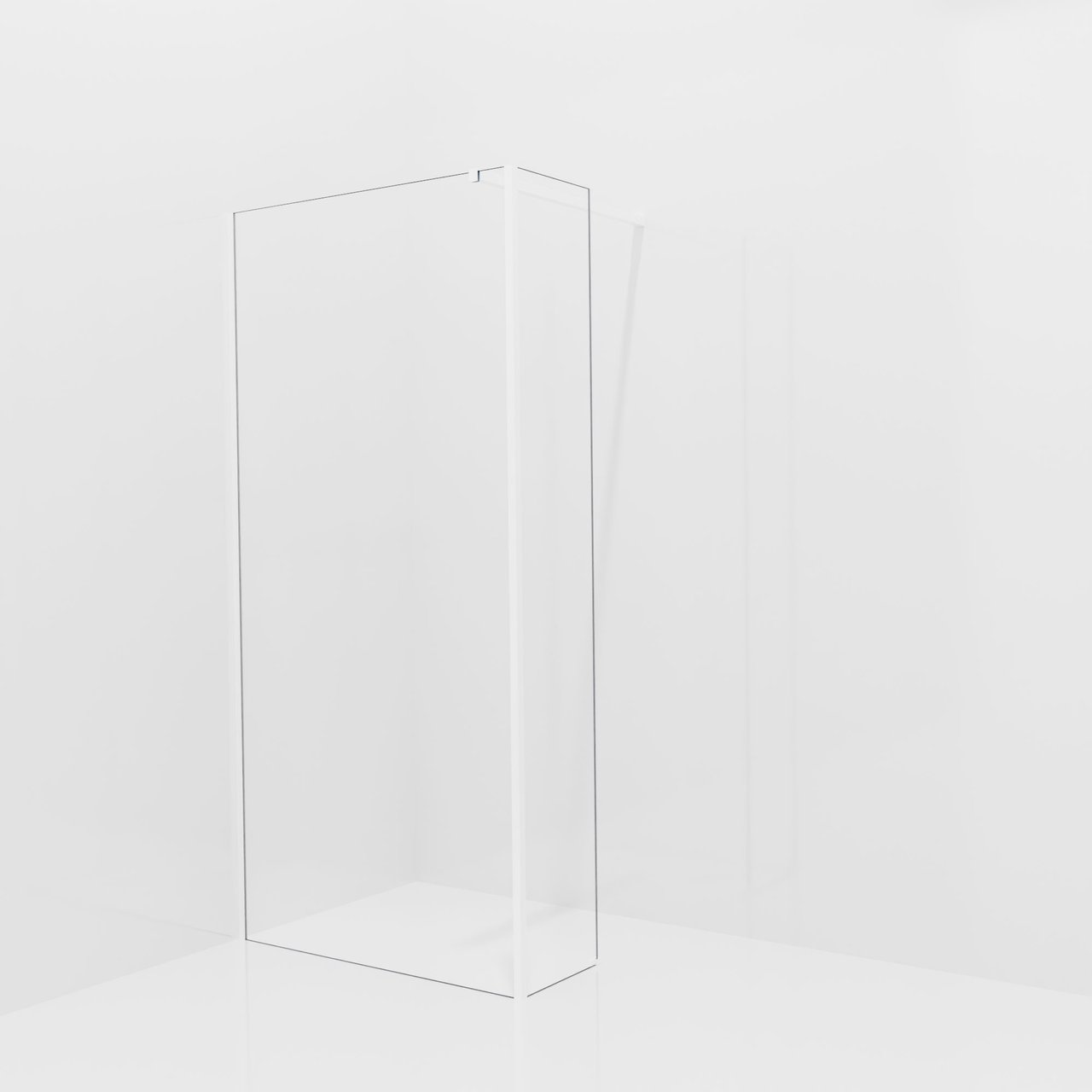 Balmani Modular inloopdouche met vaste zijwand: 100 x 200 cm, Helder glas, Mat witte profielen