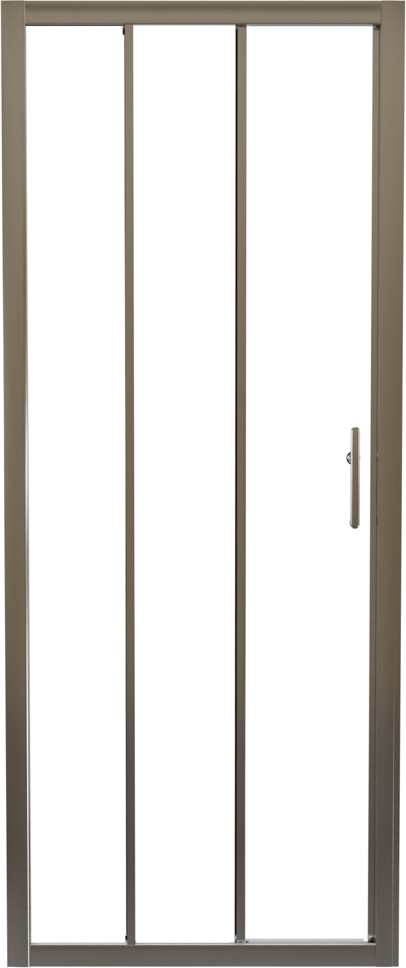 Linie Cadiz driedelige douche schuifdeur 80 cm x 190 cm Helder glas geborsteld chroom profiel