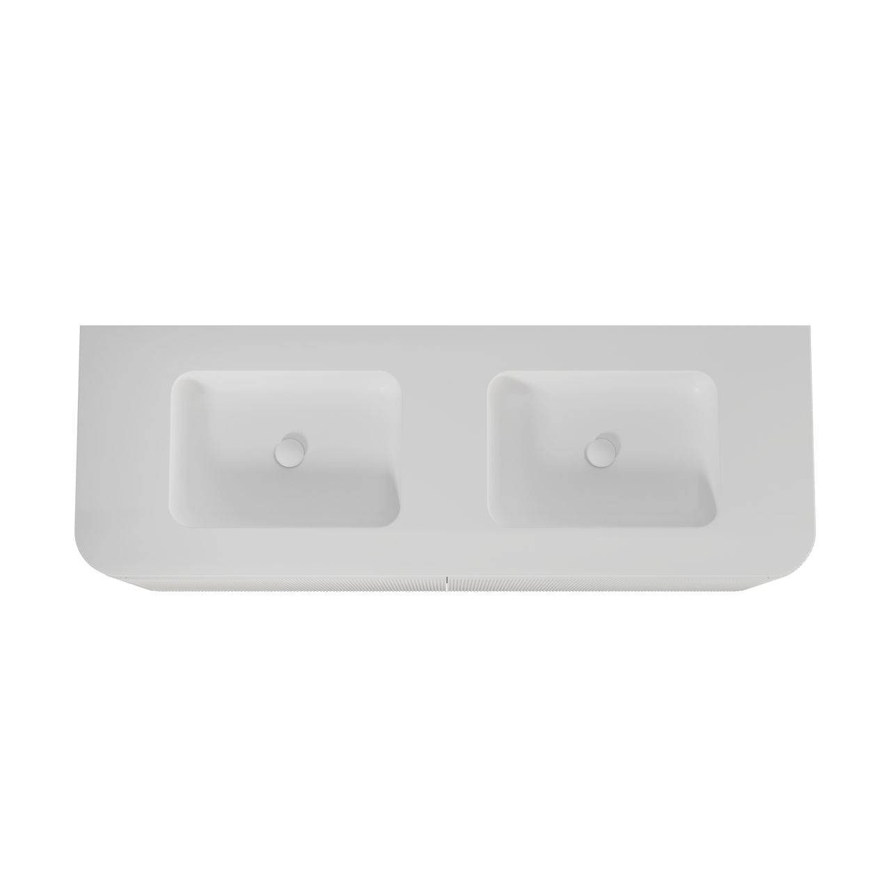 Balmani Moon zwevend badkamermeubel 160 x 55 cm mat wit met Moon dubbele wastafel in solid surface mat wit, Verticale symmetrische rechte ribbel