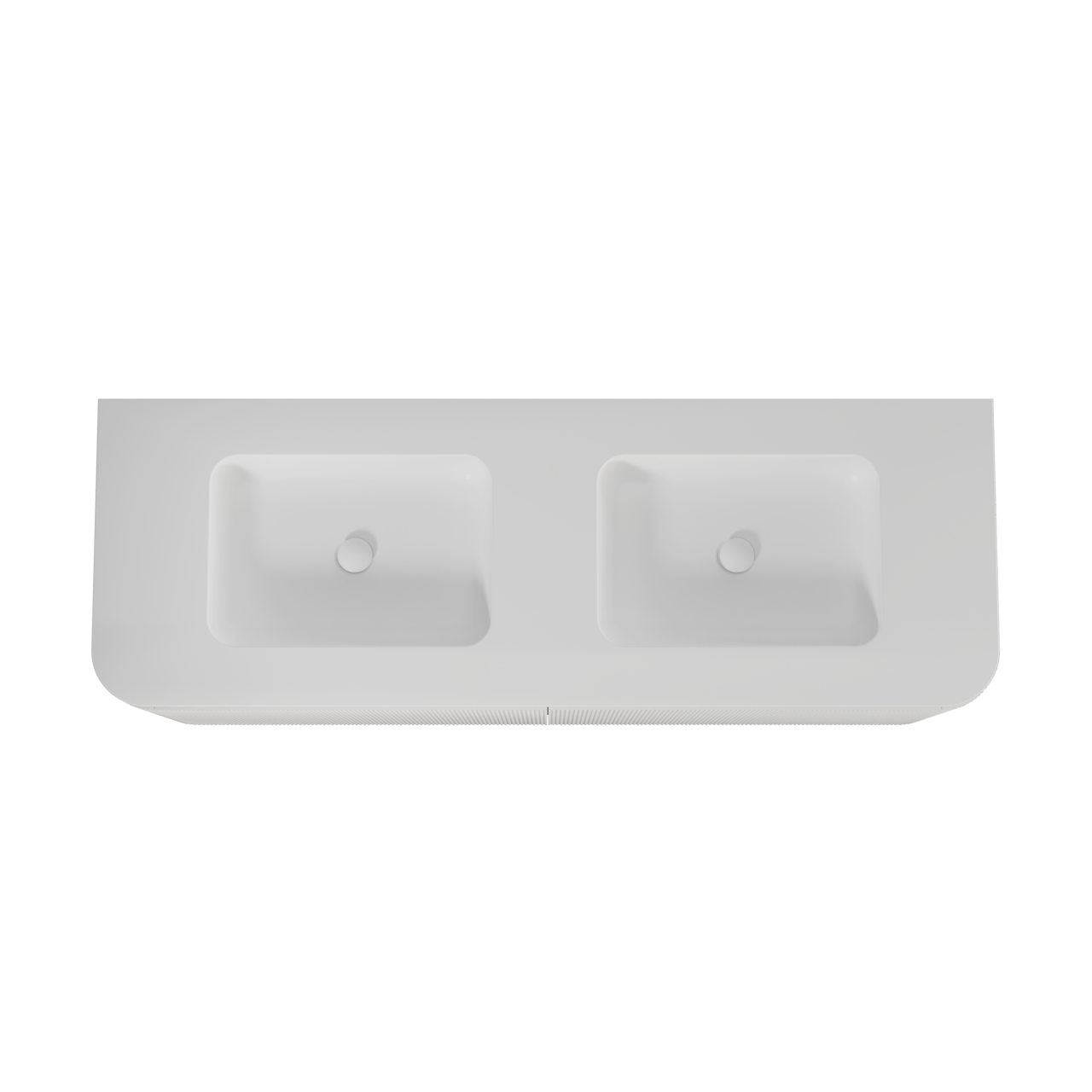 Balmani Moon hängendes Möbelstück Set: 160 x 55 cm, Weiß matt, mit Moon Doppelwaschtisch, Solid Surface, Weiß matt, Vertikale symmetrische gerade Rippe