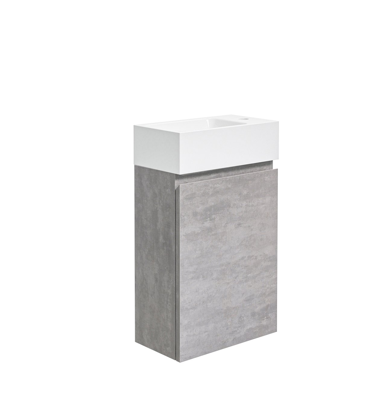 Linie Lado meuble wc suspendu 40 x 22 cm béton gris foncé avec Vano lavabo en marbre composite brillant