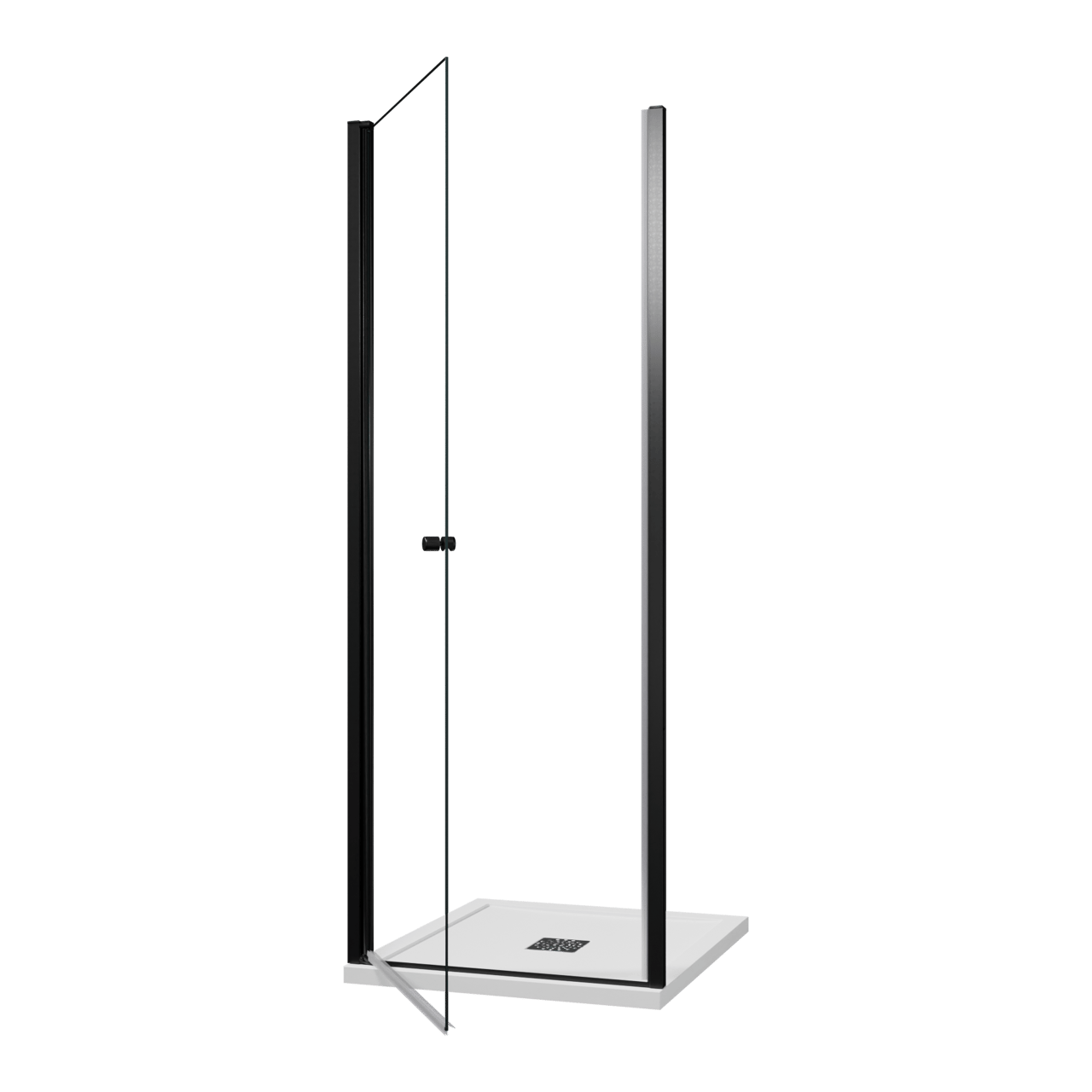 Luca Varess Kuresa porte pivotante 80 x 200 cm verre transparent profil noir mat