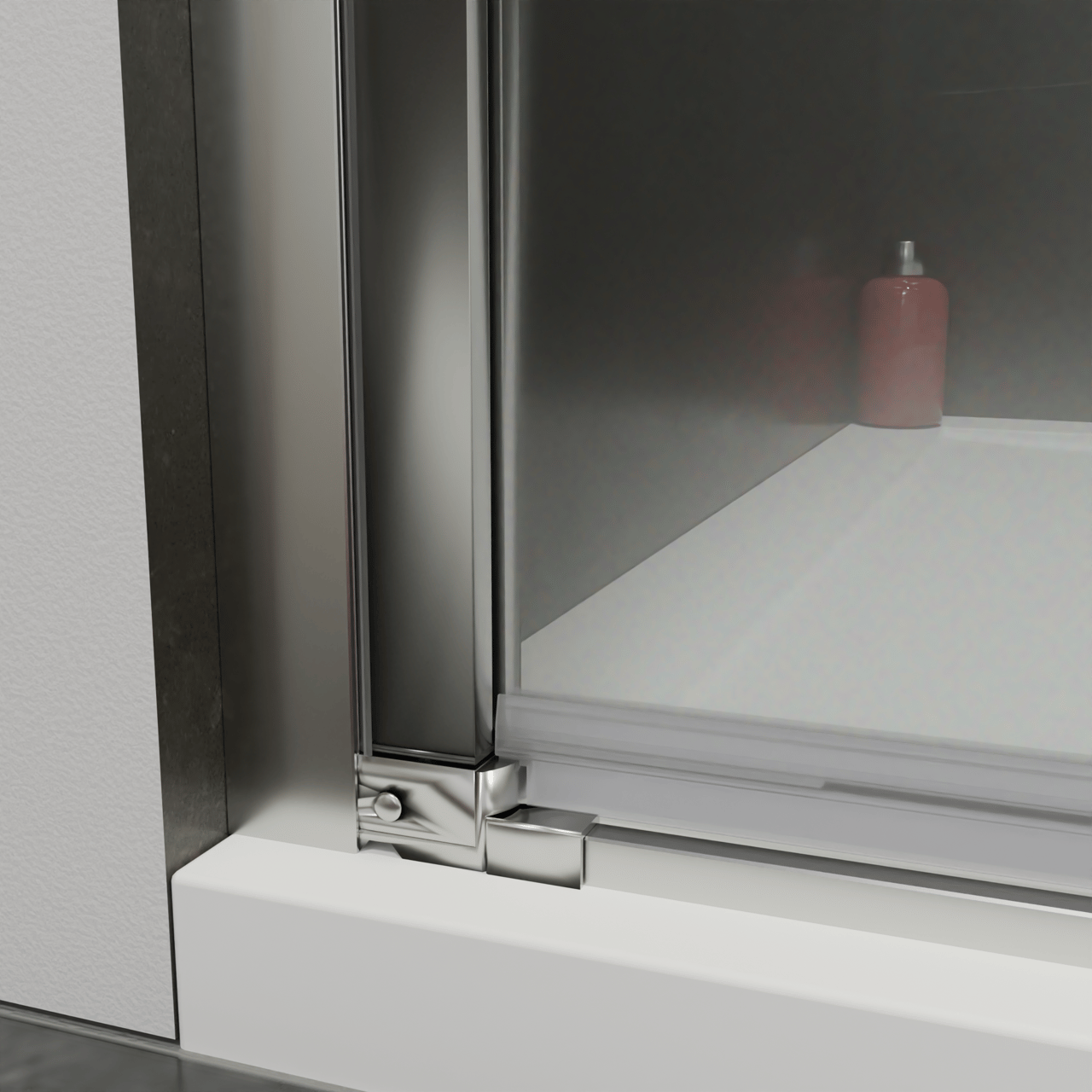 Luca Varess Kuresa porte battante 80 x 200 cm verre transparent profil chrome brillant