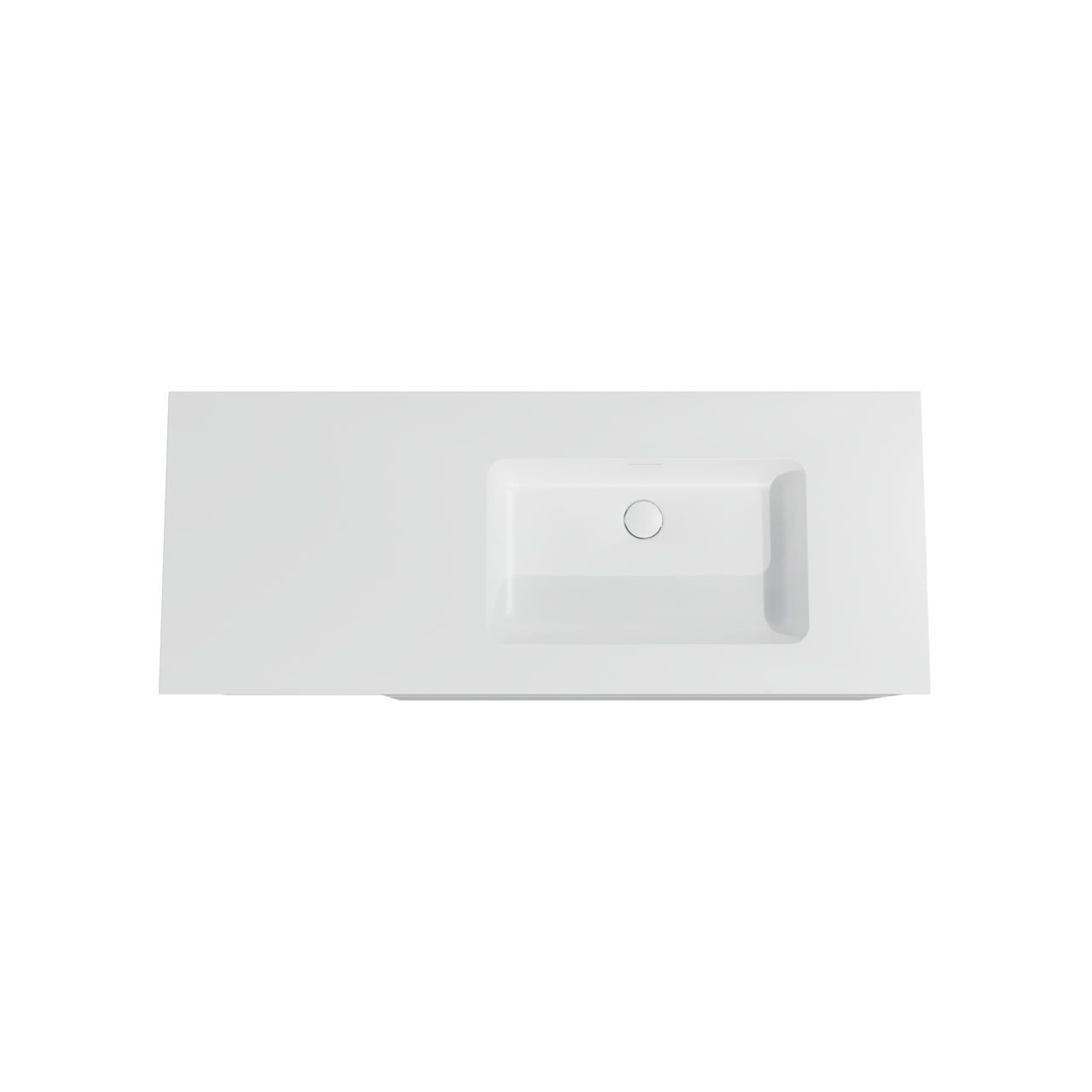 Storke Edge hängendes Möbelstück Set: 130 x 52 cm, Weiß glänzend, mit Mata Waschtisch rechts, Solid Surface Weiß matt