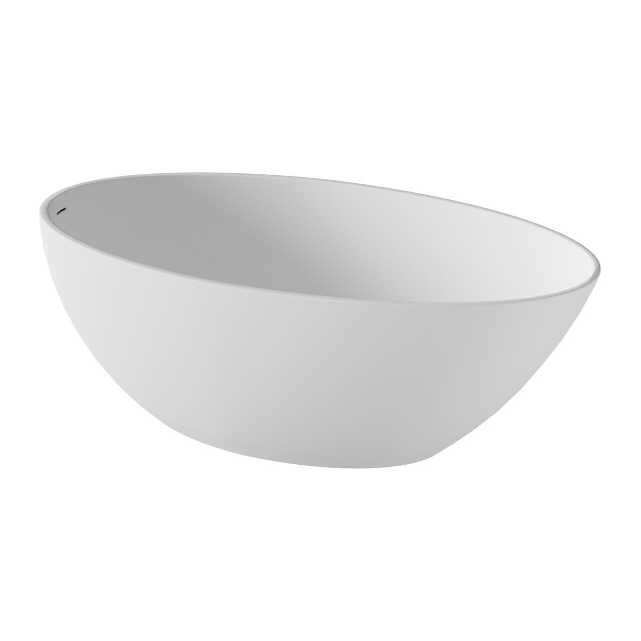 Balmani Fahro Ovale Freistehende Badewanne: 160 x 85 cm, Solid Surface, Weiß matt