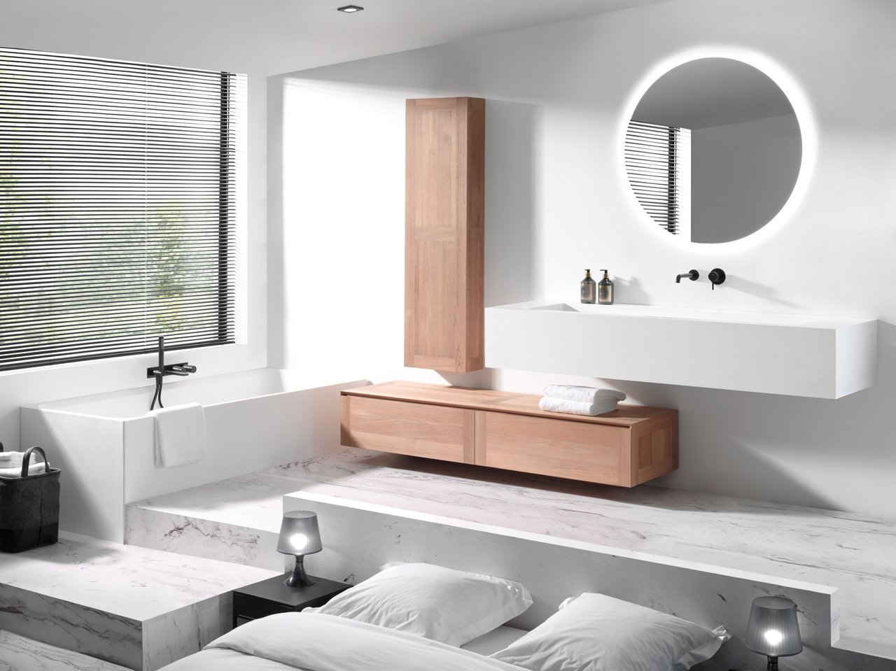 Balmani Mitra Elements zwevende badkamerkast teak 42 x 20 x 150 cm