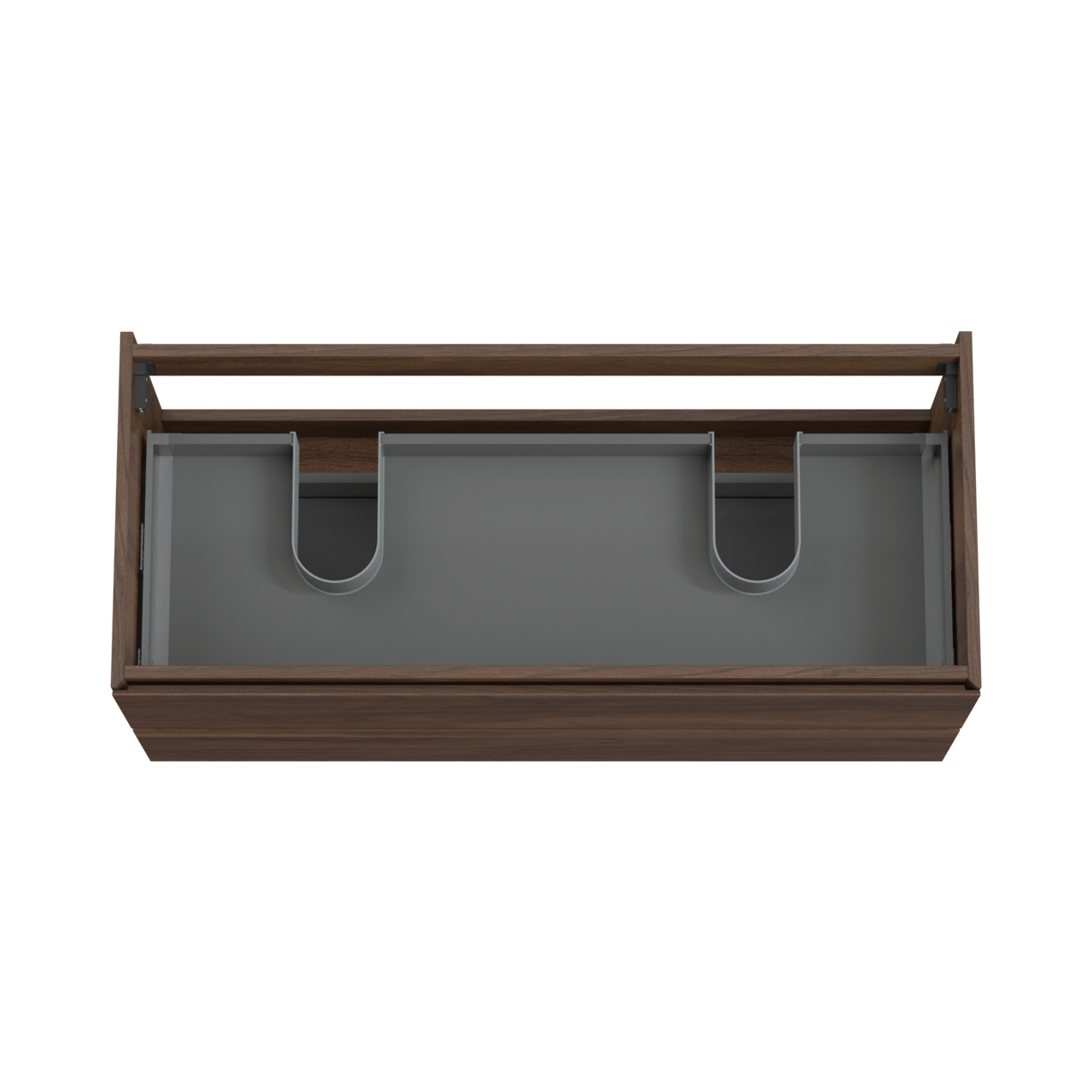 Storke Edge hängender Waschbeckenunterschrank: 120 x 52 cm, Nussbaum, 2 Schubladen