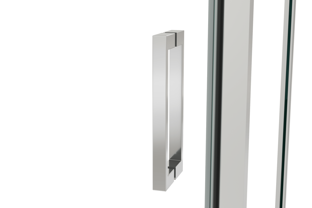 Luca Varess Nona paroi de douche avec porte pivotante et 2 parois latéraux fixes 90 x 120 cm verre transparent profil chrome brillant