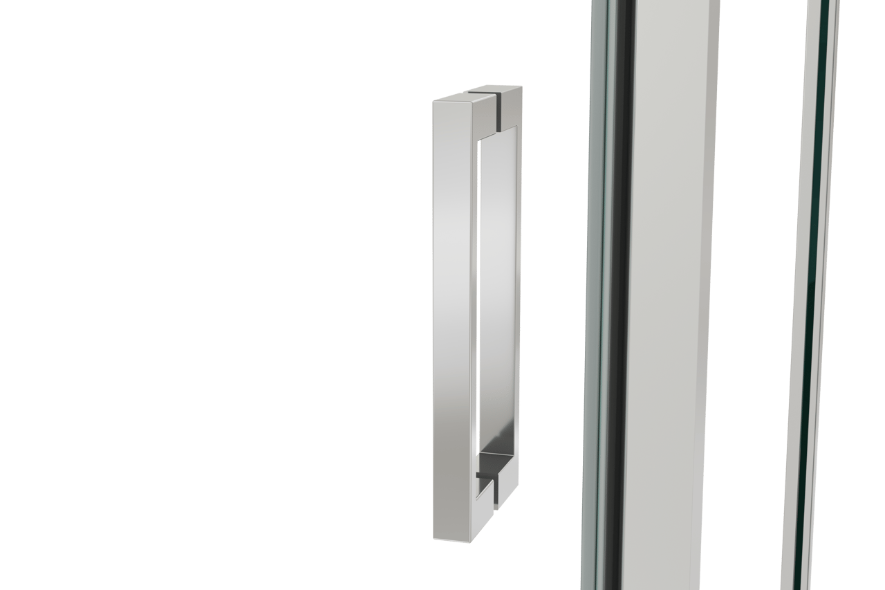 Luca Varess Nona Eckdusche: Drehtür, 90 x 90 cm, Klarglas, Chromprofil